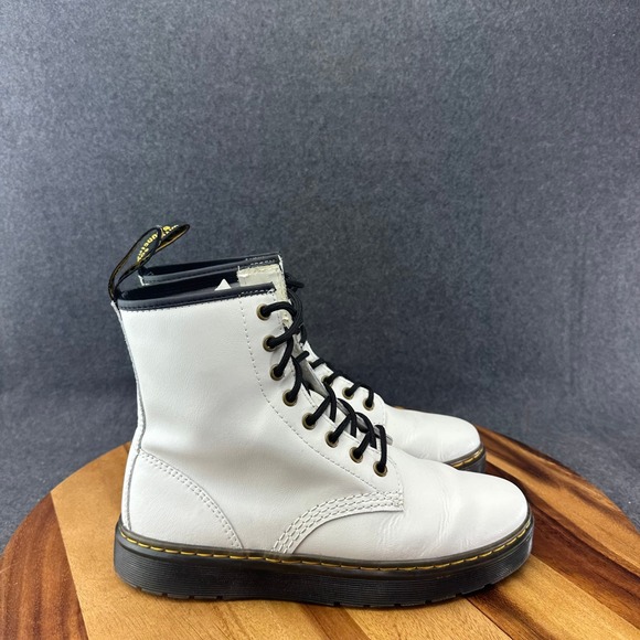 Dr. Martens Shoes - Dr. Martens AirWair Zavala Leather Combat Boots White Men's Size 7 Womens 8